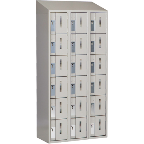 Concorde Heavy-Duty Lockers, 6 -tier, Bank of 3, 36" x 18" x 78", Steel, Grey, Welded (Assembled) Ontario Packaging