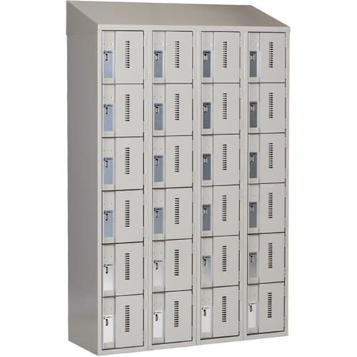 Concorde Heavy-Duty Lockers, 6 -tier, Bank of 4, 48" x 18" x 78", Steel, Grey, Welded (Assembled) Ontario Packaging