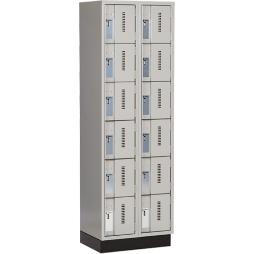 Concorde Heavy-Duty Lockers, 6 -tier, Bank of 2, 24" x 18" x 76", Steel, Grey, Welded (Assembled) Ontario Packaging