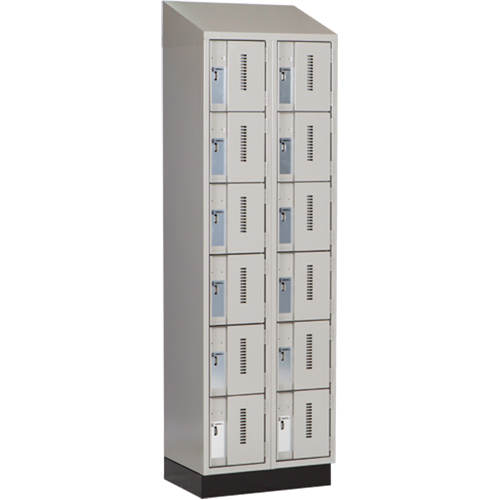 Concorde Heavy-Duty Lockers, 6 -tier, Bank of 2, 24" x 18" x 82", Steel, Grey, Welded (Assembled) Ontario Packaging