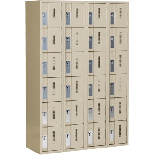 Concorde Heavy-Duty Lockers, 6 -tier, Bank of 4, 48" x 18" x 72", Steel, Beige, Welded (Assembled) Ontario Packaging