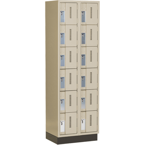Concorde Heavy-Duty Lockers, 6 -tier, Bank of 2, 24" x 18" x 76", Steel, Beige, Welded (Assembled) Ontario Packaging
