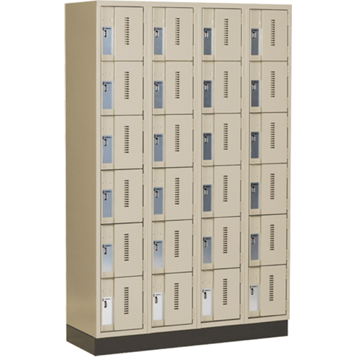 Concorde Heavy-Duty Lockers, 6 -tier, Bank of 4, 48" x 18" x 76", Steel, Beige, Welded (Assembled) Ontario Packaging