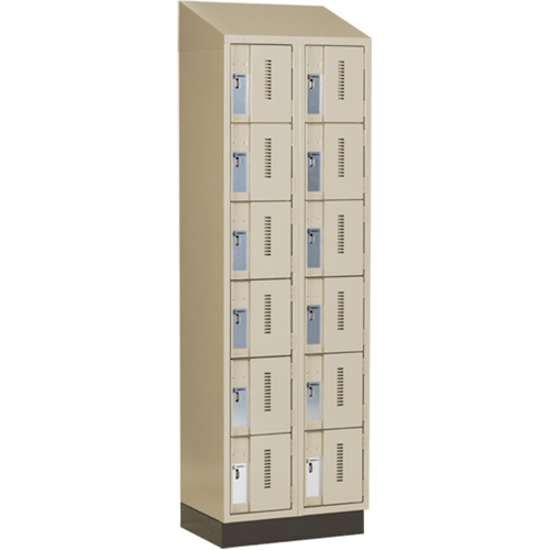 Concorde Heavy-Duty Lockers, 6 -tier, Bank of 2, 24" x 18" x 82", Steel, Beige, Welded (Assembled) Ontario Packaging