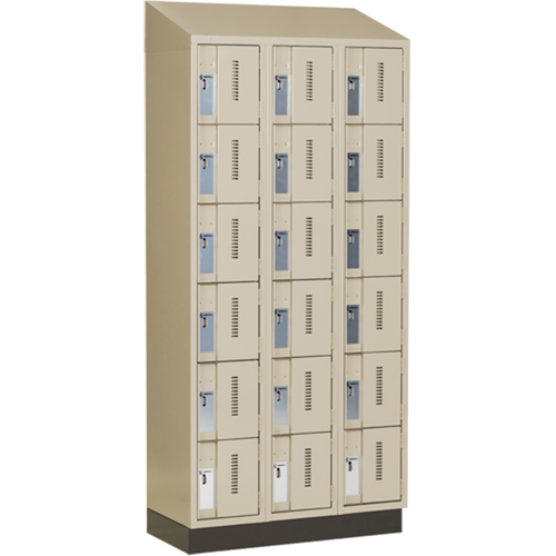 Concorde Heavy-Duty Lockers, 6 -tier, Bank of 3, 36" x 18" x 82", Steel, Beige, Welded (Assembled) Ontario Packaging