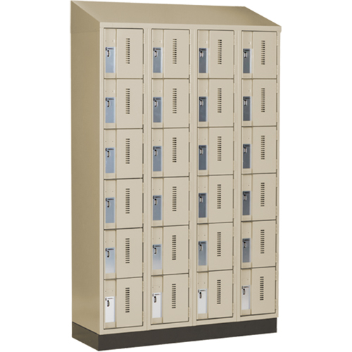 Concorde Heavy-Duty Lockers, 6 -tier, Bank of 4, 48" x 18" x 82", Steel, Beige, Welded (Assembled) Ontario Packaging