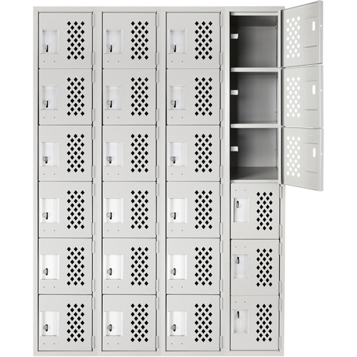 Clean Line Lockerettes, 6 -tier, Bank of 4, 18" x 72" x 12", Steel Ontario Packaging