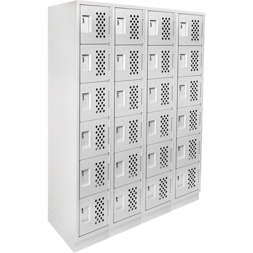 Assembled Clean Line Perforated Economy Lockers, 6 -tier, Bank of 4, 18" x 72" x 12", Steel Ontario Packaging