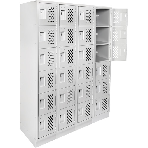 Assembled Clean Line Perforated Economy Lockers, 6 -tier, Bank of 4, 18" x 72" x 12", Steel Ontario Packaging