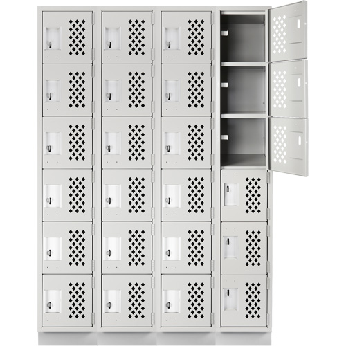 Assembled Clean Line Perforated Economy Lockers, 6 -tier, Bank of 4, 18" x 72" x 12", Steel Ontario Packaging