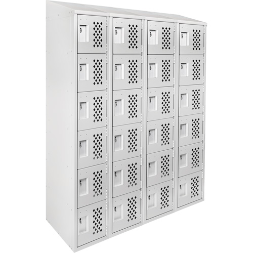Assembled Clean Line Perforated Economy Lockers, 6 -tier, Bank of 4, 18" x 72" x 12", Steel Ontario Packaging