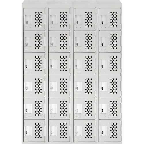 Assembled Clean Line Perforated Economy Lockers, 6 -tier, Bank of 4, 18" x 72" x 12", Steel Ontario Packaging