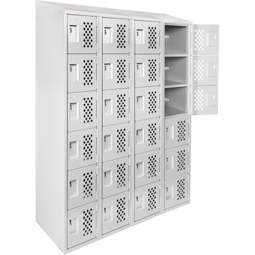 Assembled Clean Line Perforated Economy Lockers, 6 -tier, Bank of 4, 18" x 72" x 12", Steel Ontario Packaging