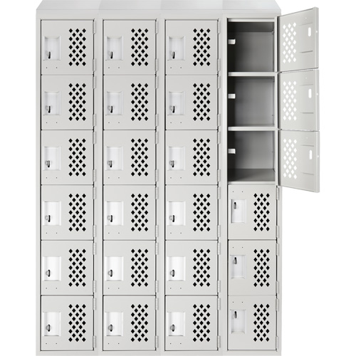 Assembled Clean Line Perforated Economy Lockers, 6 -tier, Bank of 4, 18" x 72" x 12", Steel Ontario Packaging