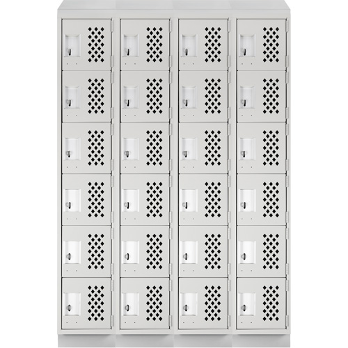 Assembled Clean Line Perforated Economy Lockers, 6 -tier, Bank of 4, 18" x 72" x 12", Steel Ontario Packaging