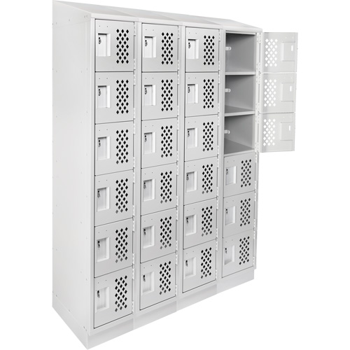 Assembled Clean Line Perforated Economy Lockers, 6 -tier, Bank of 4, 18" x 72" x 12", Steel Ontario Packaging