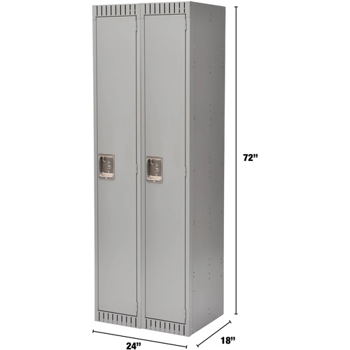 Lockers, Bank of 2, 24" x 18" x 72", Steel, Grey, Knocked Down Ontario Packaging