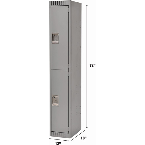 Lockers, 2 -tier, 12" x 18" x 72", Steel, Grey, Knocked Down Ontario Packaging