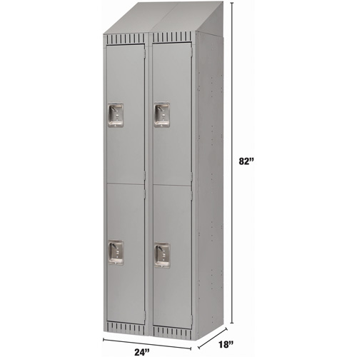 Casiers, 2 niveaux, Bloc de 2, 24" x 18" x 82", Acier, Gris, D&eacute;mont&eacute; Ontario Packaging