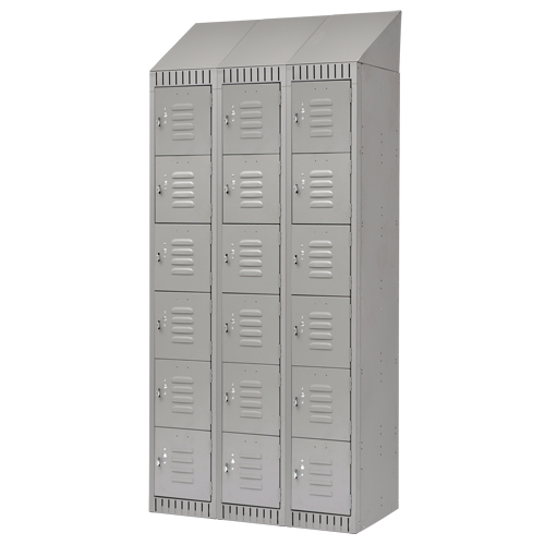 Lockers, 6 -tier, Bank of 3, 36" x 18" x 82", Steel, Grey, Knocked Down Ontario Packaging