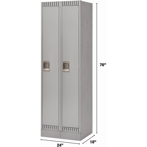 Lockers, Bank of 2, 24" x 18" x 76", Steel, Grey, Knocked Down Ontario Packaging