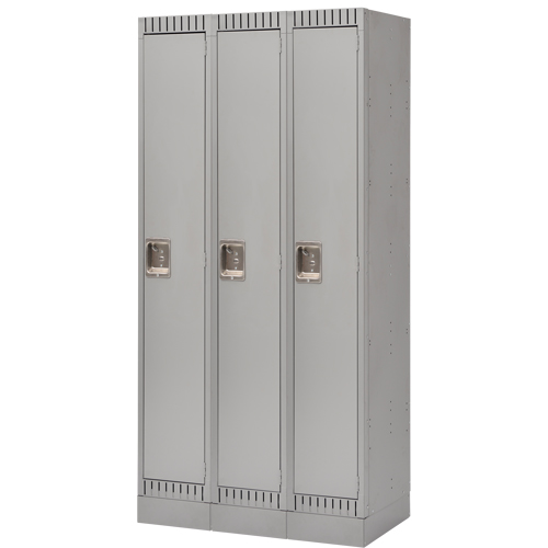 Assembled Lockers, Bank of 3, 36" x 18" x 72", Steel, Grey, Rivet (Assembled) Ontario Packaging