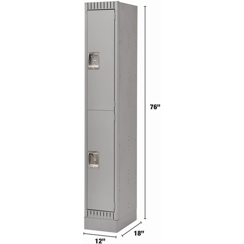 Lockers, 2 -tier, 12" x 18" x 76", Steel, Grey, Knocked Down Ontario Packaging