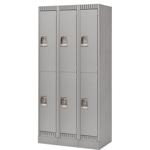 Casiers, 2 niveaux, Bloc de 3, 36" x 18" x 76", Acier, Gris, D&eacute;mont&eacute; Ontario Packaging