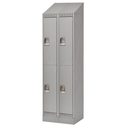 Lockers, 2 -tier, Bank of 2, 24" x 18" x 86", Steel, Grey, Knocked Down Ontario Packaging