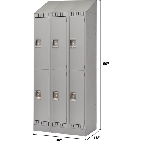 Casiers, 2 niveaux, Bloc de 3, 36" x 18" x 86", Acier, Gris, D&eacute;mont&eacute; Ontario Packaging