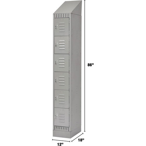Lockers, 6 -tier, 12" x 18" x 86", Steel, Grey, Knocked Down Ontario Packaging