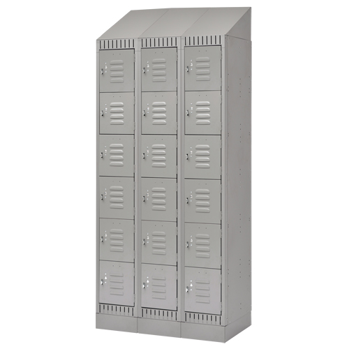 Lockers, 6 -tier, Bank of 3, 36" x 18" x 86", Steel, Grey, Knocked Down Ontario Packaging