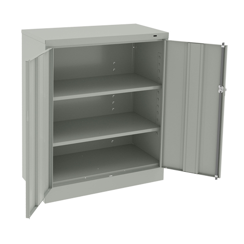 Counter High Cabinet, Steel, 2 Shelves, 42" H x 36" W x 18" D, Light Grey Ontario Packaging