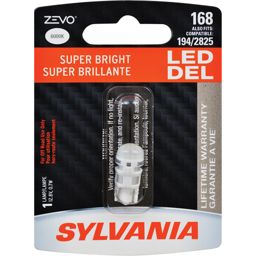 168 Zevo&reg; Mini Automotive Bulb, LED, 0.7 W, White Ontario Packaging