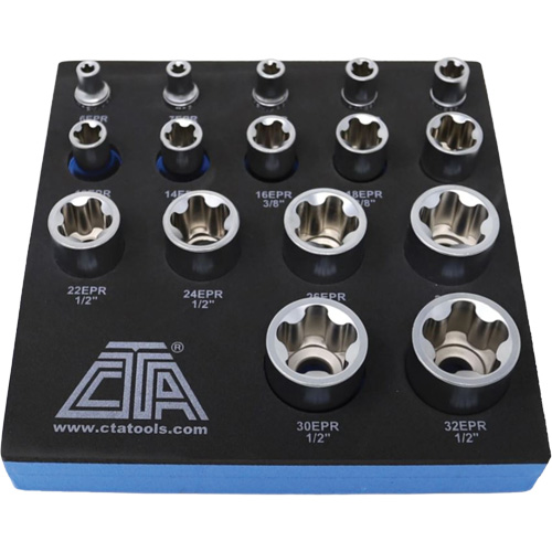 5-Point EPR Torx Socket Set, 16 Pieces, 1/4"/3/8"/1/2" Drive Size Ontario Packaging