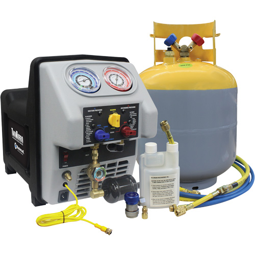 Syst&egrave;me de r&eacute;cup&eacute;ration de r&eacute;frig&eacute;rant double turbo avec r&eacute;servoir DOT de 50 lb Ontario Packaging
