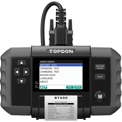 Testeur de batterie 12?V et de syst&egrave;mes 12?V/24?V BT600 avec imprimante int&eacute;gr&eacute;e Ontario Packaging