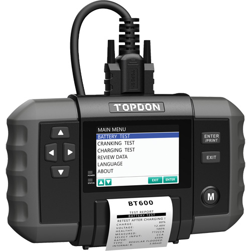 Testeur de batterie 12?V et de syst&egrave;mes 12?V/24?V BT600 avec imprimante int&eacute;gr&eacute;e Ontario Packaging