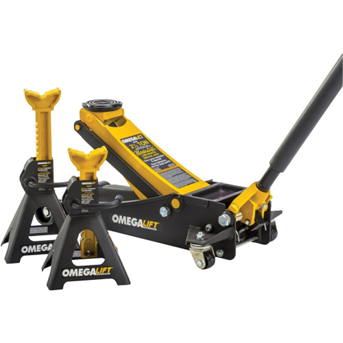 Magic Lift Service Jack & Jack Stands Combo Set, 3 Ton(s)/2.5 Ton(s) Capacity, 3-7/20" Lowered, 19-3/10" Raised, Manual Hydraulic Ontario Packaging