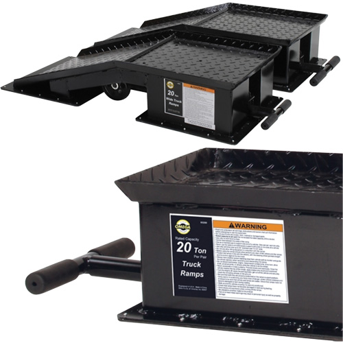 Rampes pour camions lourds avec longue poign&eacute;e en T, Capacit&eacute; 40 000 lb, 45" lo, 13-1/2" la, Hauteur de 9-19/50" Ontario Packaging