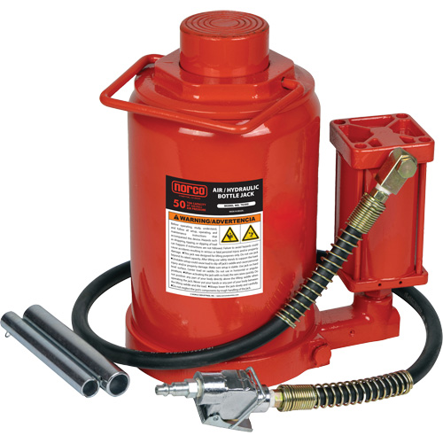 Standard Height Bottle Jack, 50 Ton(s), Air Hydraulic, 19" Raised Height Ontario Packaging