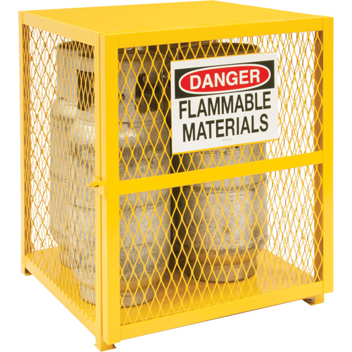 Gas Cylinder Storage Cabinet, 4 Cylinder Capacity, 30" W x 30" D x 35" H, Yellow Ontario Packaging