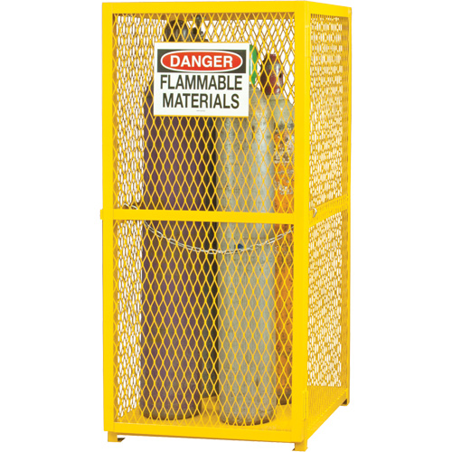 Gas Cylinder Storage Cabinet, 9 Cylinder Capacity, 30" W x 30" D x 71-3/4" H, Yellow Ontario Packaging