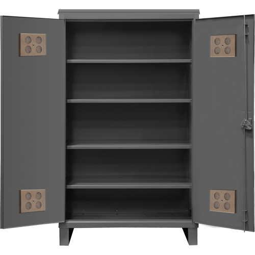 Armoire ext&eacute;rieure robuste, Acier, 4 Tablettes, 78" h x 48" la x 24" P, Gris Ontario Packaging