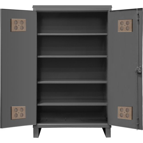 Heavy-Duty Outdoor Cabinet, Steel, 4 Shelves, 78" H x 60" W x 24" D, Grey Ontario Packaging