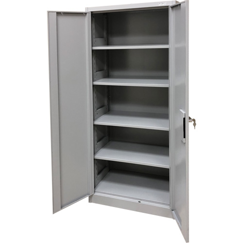 Storage Cabinet, Steel, 4 Shelves, 66" H x 30" W x 15" D, Grey Ontario Packaging
