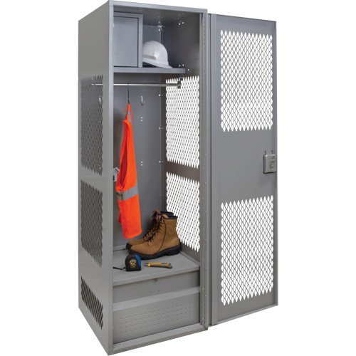 Gear Locker with Door, Steel, 24" W x 24" D x 72" H, Grey Ontario Packaging