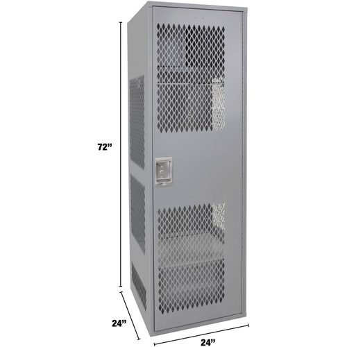 Gear Locker with Door, Steel, 24" W x 24" D x 72" H, Grey Ontario Packaging