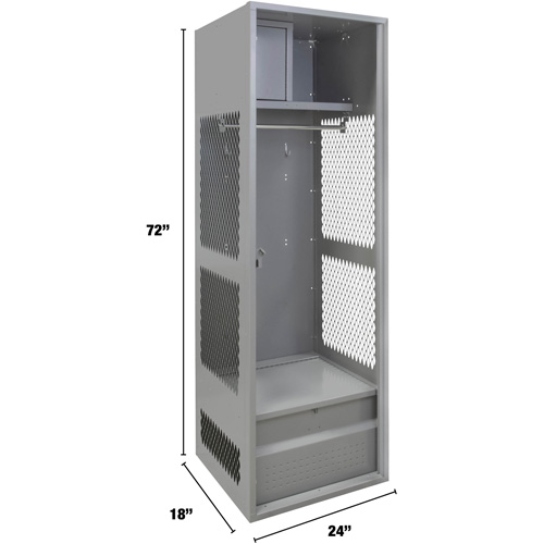 Gear Locker, Steel, 24" W x 18" D x 72" H, Grey Ontario Packaging