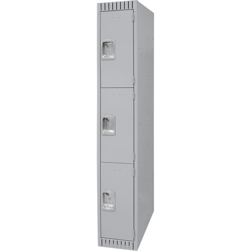 Lockers, 3 -tier, 12" x 18" x 72", Steel, Grey, Knocked Down Ontario Packaging
